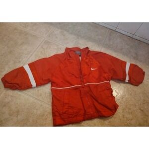 Vintage Y2K Nike Baby 12M Red Windbreaker Jacket Nylon Reflective Stripe Swoosh